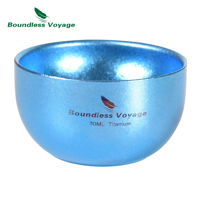 Boundless Voyage Titanium Ice Flower Cup – 30ml, Double-Wall, Unique Crystallized Texture, 4 Colors Ti3082D