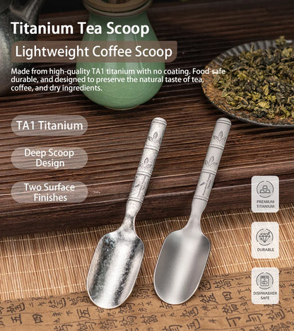 Boundless Voyage Titanium Tea Scoop Long Handle Ultralight Coffee Scoop Portable Loose Leaf Tea Spoon for Camping Home Kitchen