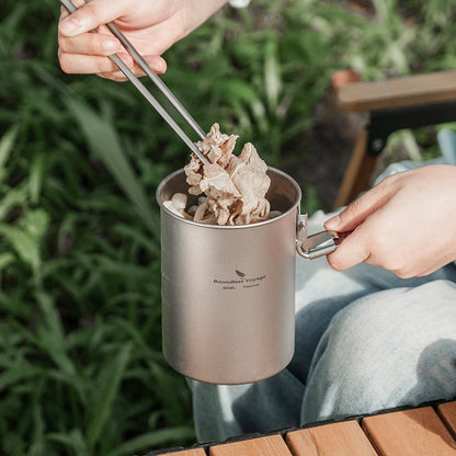 Boundless Voyage 900ml Titanium Pot Cup Camping Cookware Lightweight Bowl with Folding Handle & Lid Outdoor Portable Cooking Ti2040C kit