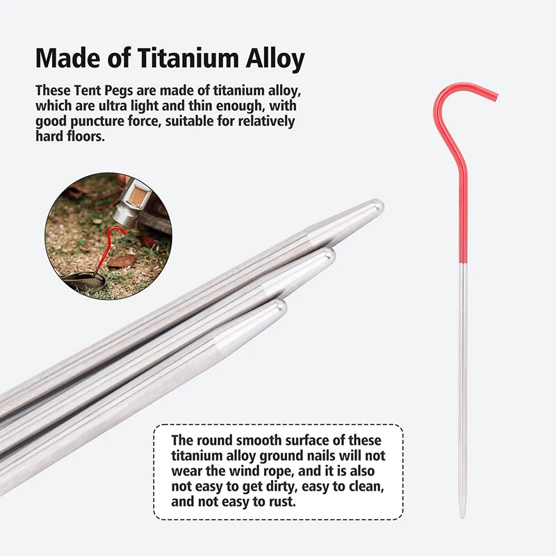 Boundless Voyage Titanium Tent Pegs Stakes 15cm/16.5cm Outdoor Camping Tent Nails Lightweight Elbow Grass Tent Pins