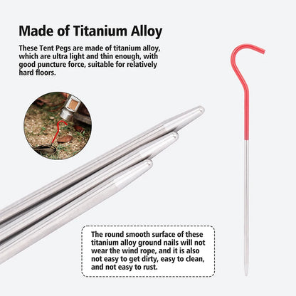 Boundless Voyage Titanium Tent Pegs Stakes 15cm/16.5cm Outdoor Camping Tent Nails Lightweight Elbow Grass Tent Pins