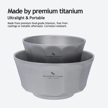 Boundless Voyage 500ml/800ml Double Walled Titanium Bowls Camping Bowl Lightweight Druable Hiking Utensil for Outdoor Dining Ti1174T