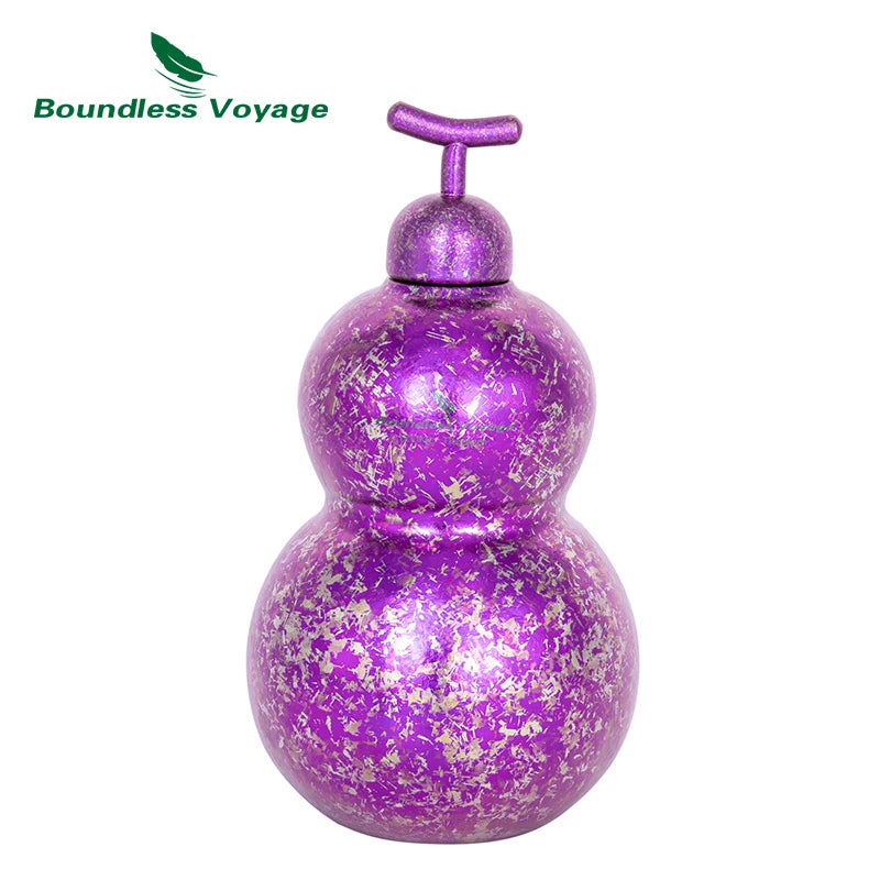 Boundless Voyage Titanium Water Bottle 500ml Single Layer Crystallized Gourd Bottle with Strap Rope Whiskey Alcohol Wine Flask Ti3270D