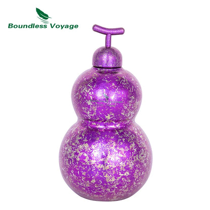 Boundless Voyage Titanium Water Bottle 500ml Single Layer Crystallized Gourd Bottle with Strap Rope Whiskey Alcohol Wine Flask Ti3270D
