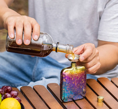 Boundless Voyage 170ml Titanium Hip Flask Liquor Flask Outdoor Travel Camping Ultralight Leakproof Pocket Wine Bottle for Whiskey Vodka Rum Ti3263D
