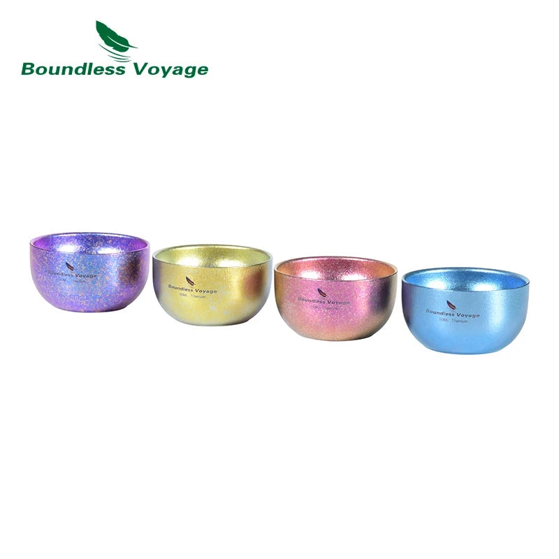 Boundless Voyage Titanium Ice Flower Cup – 30ml, Double-Wall, Unique Crystallized Texture, 4 Colors Ti3082D