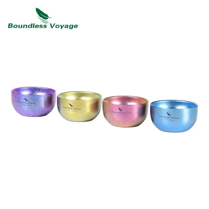 Boundless Voyage Titanium Ice Flower Cup – 30ml, Double-Wall, Unique Crystallized Texture, 4 Colors Ti3082D