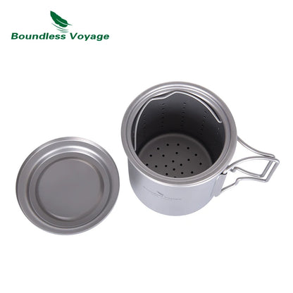 Boundless Voyage 420ml Titanium Mug with Strainer & Lid Lightweight Camping Single Layer Tea Cup with Filter Outdoor Drinkware Ti3054D