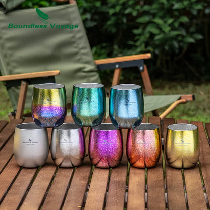 Boundless Voyage Pure Titanium Double-Walled Cup Egg Shape Lightweight Portable Coffee Water Mug Outdoor Camping Drinking Cup Ti3084D