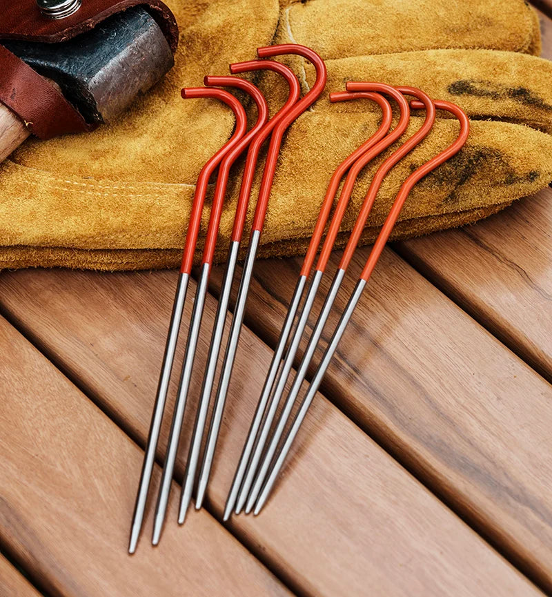 Boundless Voyage Titanium Tent Pegs Stakes 15cm/16.5cm Outdoor Camping Tent Nails Lightweight Elbow Grass Tent Pins