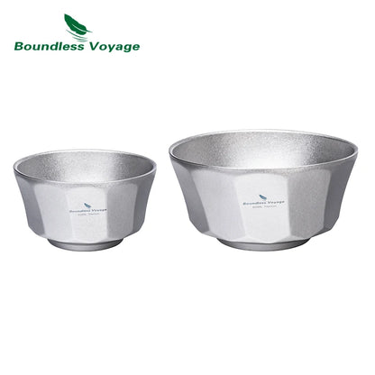 Boundless Voyage 500ml/800ml Double Walled Titanium Bowls Camping Bowl Lightweight Druable Hiking Utensil for Outdoor Dining Ti1174T