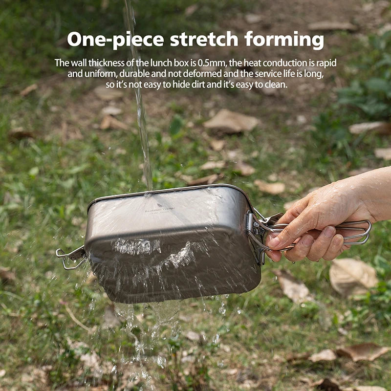 Boundless Voyage Titanium Bento with Lid & Handle Outdoor Camping Dinner Box Portable Cookware Leak Proof Lunch Box Container Ti2083C