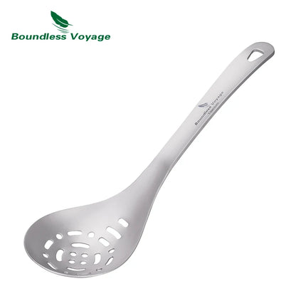 Boundless Voyage Titanium Slotted Spoon Ultralight Kitchen Strainer for Cooking, Noodles, Salad & Hot Pot Fried Food Colander Ti1038A