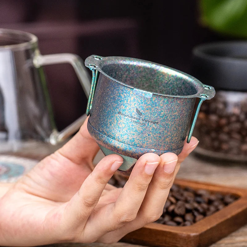 Boundless Voyage Titanium Coffee Drip Filter Ultralight Portable Folding Hanging Ear Mini Hand Brewed Coffee Filter Ti6002P