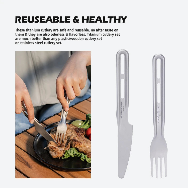 Titanium Knife Spoon Fork Chopsticks Set