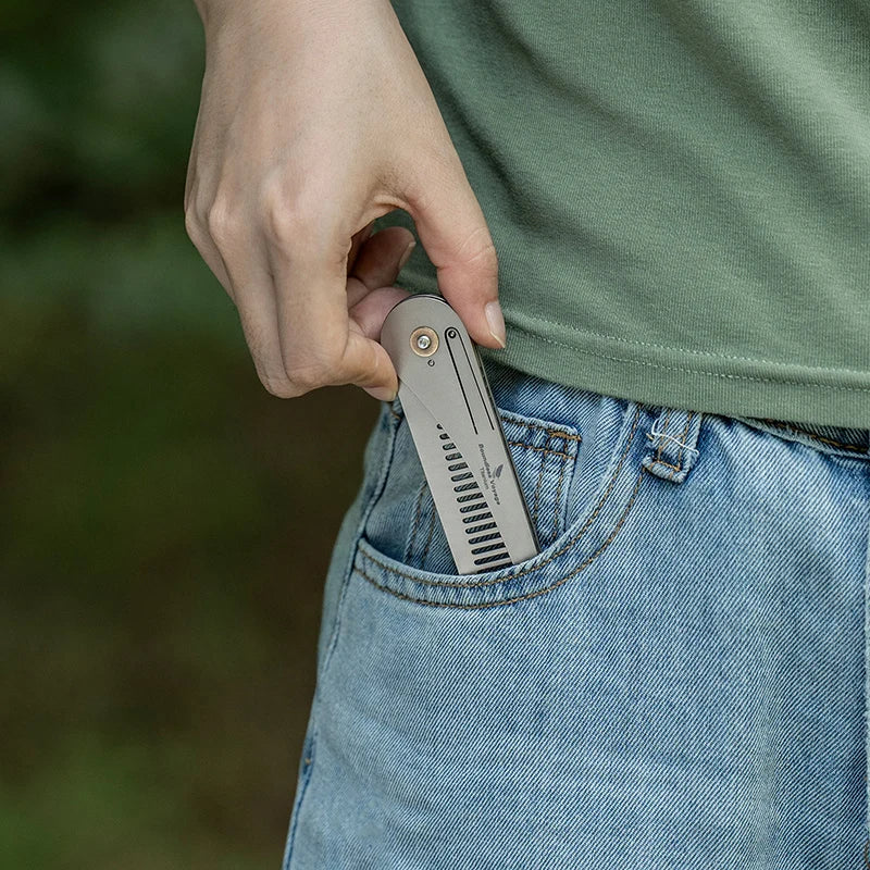 Titanium Foldable Comb Ultra Lightweight Travel Hair Comb, Anti-Static & Portable Pocket Comb for Men Women Ti9011A