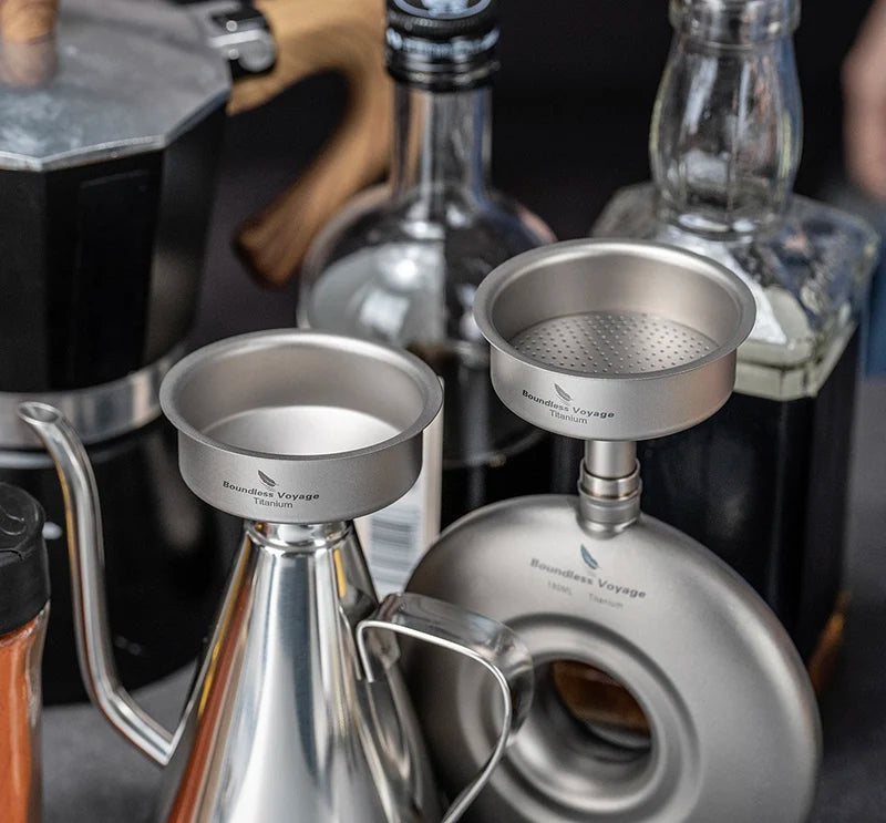 filtering-coffee-with-titanium-funnel-and-strainer