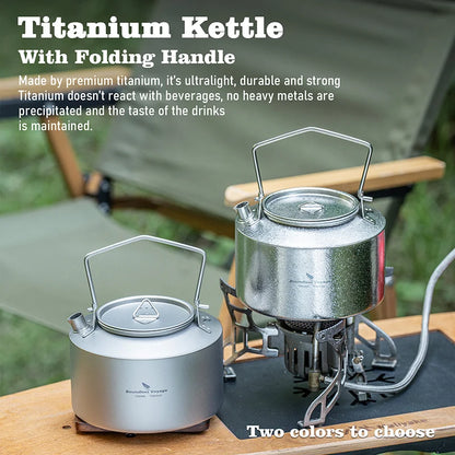 Boundless Voyage 1L Titanium Kettle Ultralight Camping Tea Coffee Pot for Campfire & Stove Backpacking Hiking Outdoor Travel Ti3099D