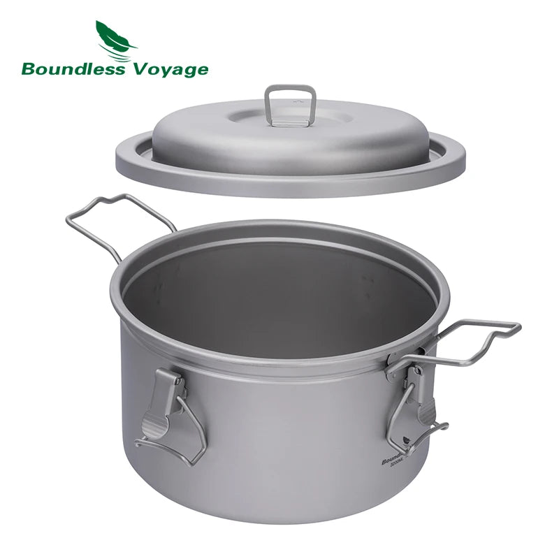 Boundless Voyage Titanium Camping Pot 3.2L Multifunctional Cooker Ultralight Rice Cooker for Outdoor, Hiking, Travelling Ti2090C