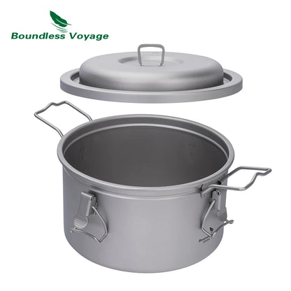 Boundless Voyage Titanium Camping Pot 3.2L Multifunctional Cooker Ultralight Rice Cooker for Outdoor, Hiking, Travelling Ti2090C