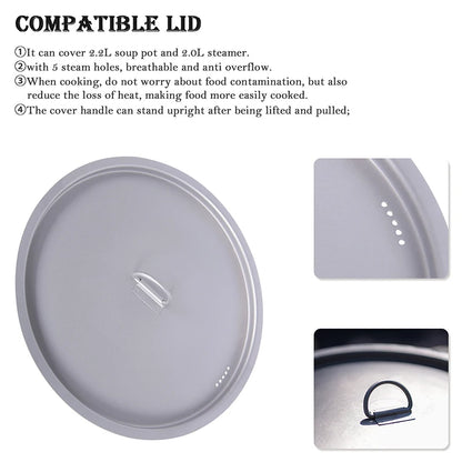 Boundless Voyage Titanium Steam Pot Compact Food Steamer Pan Camping Pot Outdoor Cookware Lightweight Portable Hiking Saucepan