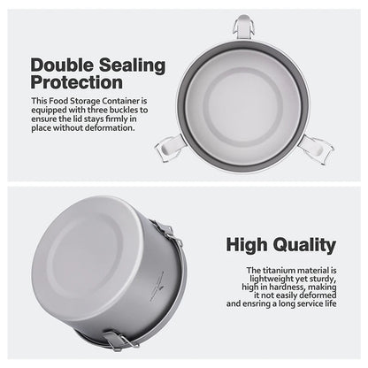Boundless Voyage Titanium Lunch Box 900ml / 1.5L Leakproof Bento Box with Sealed & Vent Lid Portable Camping Food Container Ti2086C