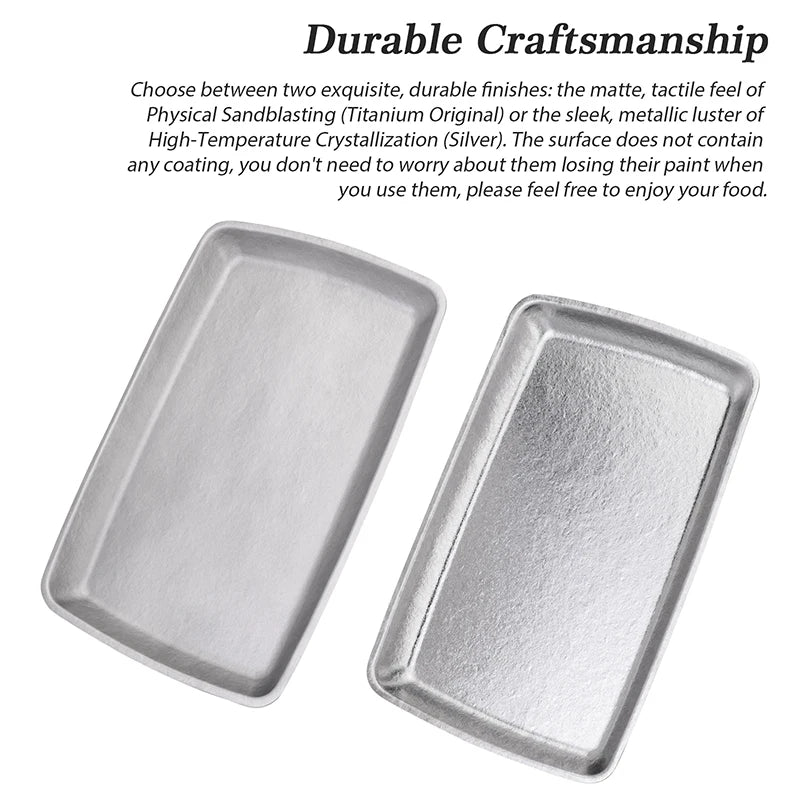 Boundless Voyage Titanium Square Plate Lightweight 186g Large Serving Dishes Platter for Buffets, Appetizers, Dessert, Snacks Ti1149T