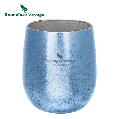 Boundless Voyage Pure Titanium Double-Walled Cup Egg Shape Lightweight Portable Coffee Water Mug Outdoor Camping Drinking Cup Ti3084D
