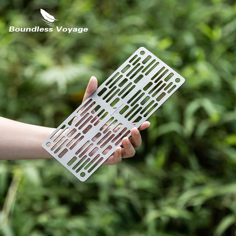 TA1 Pure Titanium Mini Grill Grid 250x110mm Ultralight 145g BBQ Plate With 4 Corner Holes Portable Outdoor Camping Backpacking