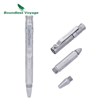 Boundless Voyage 3-in-1 Titanium Multifunctional Whistle Pen 120dB Outdoor Car Window Breaker Survival Tool Ti9025O