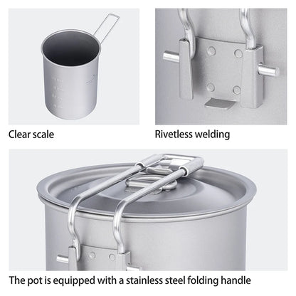 Boundless Voyage 900ml Titanium Pot Cup Camping Cookware Lightweight Bowl with Folding Handle & Lid Outdoor Portable Cooking Ti2040C kit