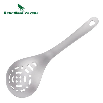 Boundless Voyage Titanium Slotted Spoon Ultralight Kitchen Strainer for Cooking, Noodles, Salad & Hot Pot Fried Food Colander Ti1038A