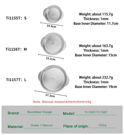 Boundless Voyage  Pure Titanium Camping Side Plate with Handles Stackable Serving Dish for Outdoor Picnic Daily Kitchen Use Ti1155T–Ti1158T