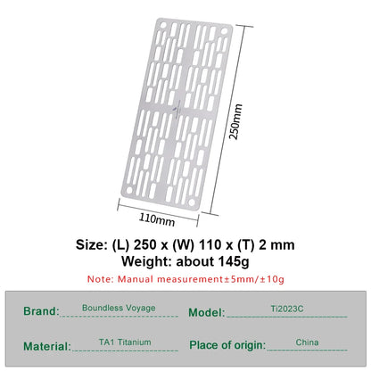 TA1 Pure Titanium Mini Grill Grid 250x110mm Ultralight 145g BBQ Plate With 4 Corner Holes Portable Outdoor Camping Backpacking