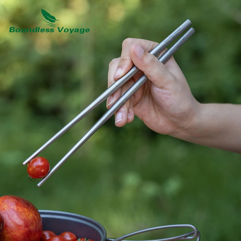 Boundless Voyage Folding Titanium Chopsticks Outdoor Camping Portable Cutlery Travel Picnic Pocket Tableware Metal Utensils Ti1007T