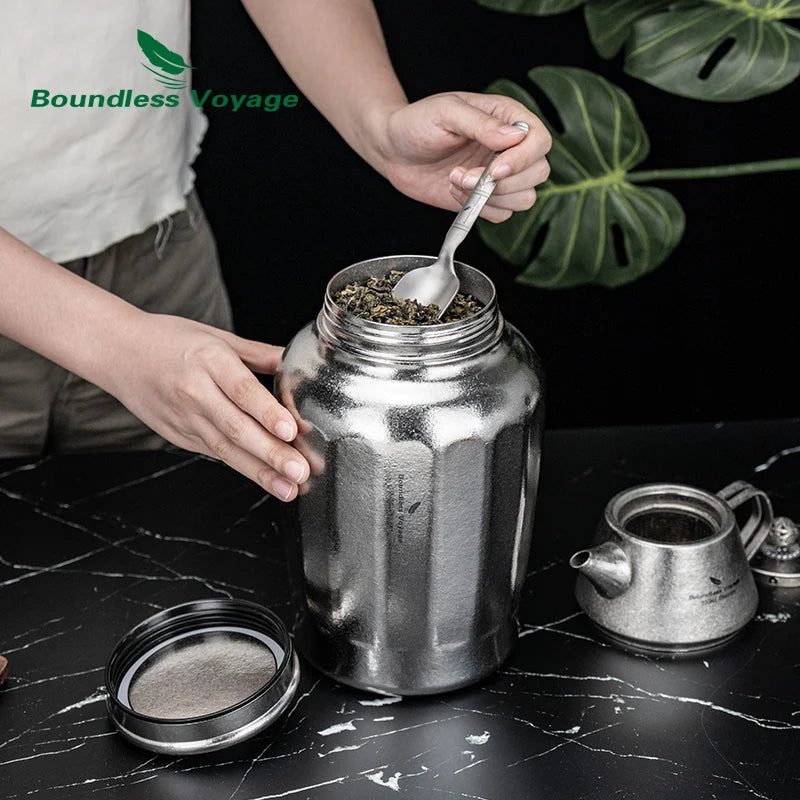 Boundless Voyage Titanium Airtight Storage Canister 3L Large Tea Caddy Leakproof Wide Mouth Sealed Container for Loose Leaf Tea
