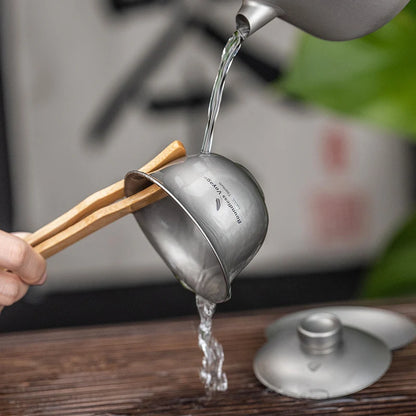 Boundless Voyage 100ml Titanium Gaiwan Traditional Chinese Kung Fu Tea Set with Lid Heat-Resistant Double-Walled Tea Bowl