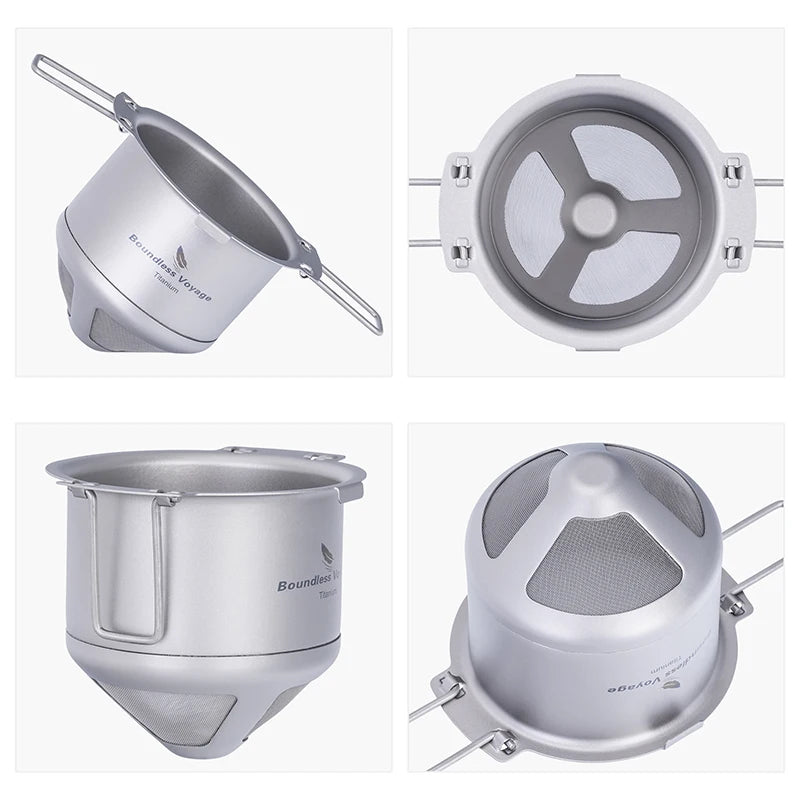 Boundless Voyage Titanium Coffee Drip Filter Ultralight Portable Folding Hanging Ear Mini Hand Brewed Coffee Filter Ti6002P