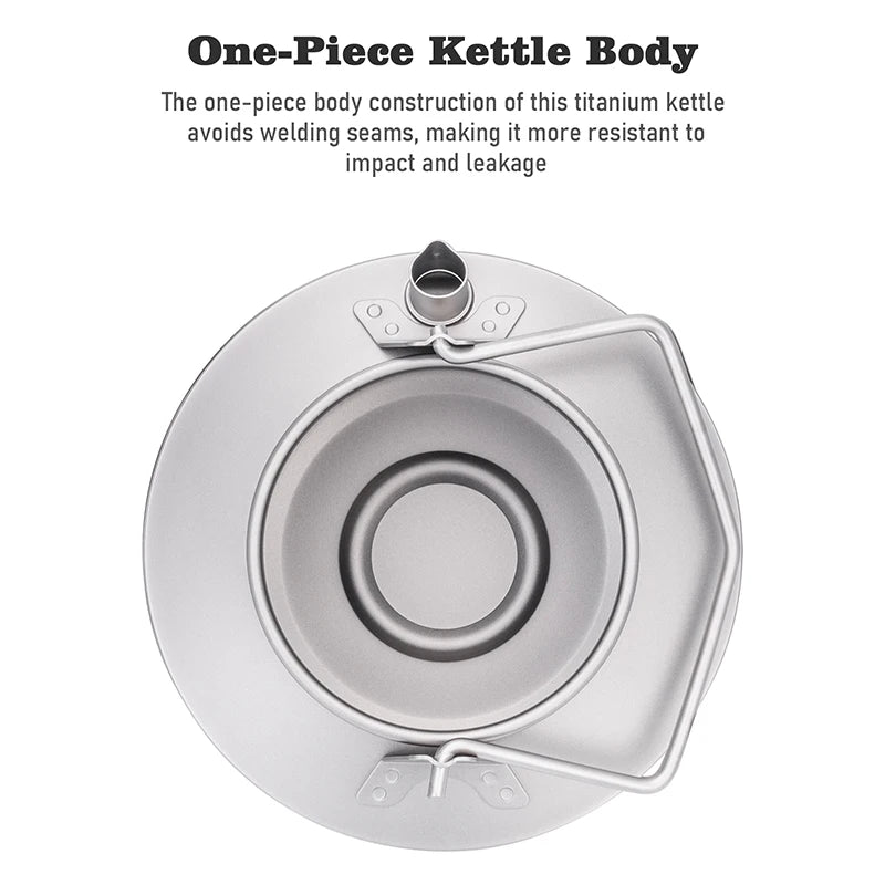 Boundless Voyage 1L Titanium Kettle Ultralight Camping Tea Coffee Pot for Campfire & Stove Backpacking Hiking Outdoor Travel Ti3099D