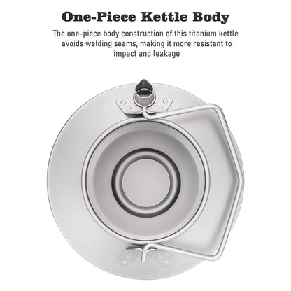 Boundless Voyage 1L Titanium Kettle Ultralight Camping Tea Coffee Pot for Campfire & Stove Backpacking Hiking Outdoor Travel Ti3099D