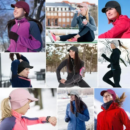 GADIEMKENSD Women's Winter Fleece Ponytail Hat Reflective Baseball Cap with Drop down Ear Warmers Golf Sports Cap M24