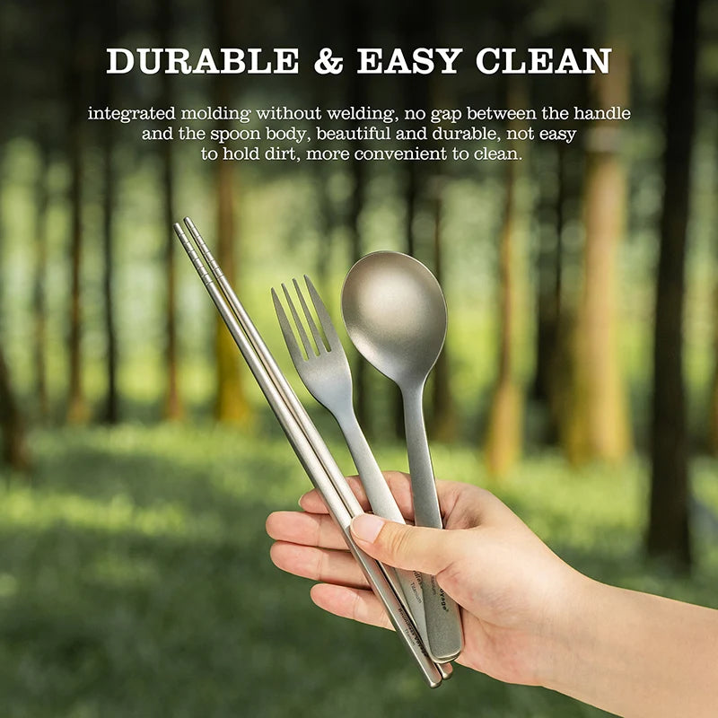 Boundless Voyage Camping Titanium Cutlery Set Outdoor Utensils Long Handle Soup Spoon Fork Chopsticks Ultralight Metal Tableware Ti1070T