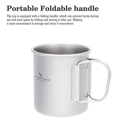 Boundless Voyage Titanium Camping Cup with Lid 300ml 450ml 750ml Stackable Lightweight Mug Pot for Backpacking, Hiking, Travel Ti3250D