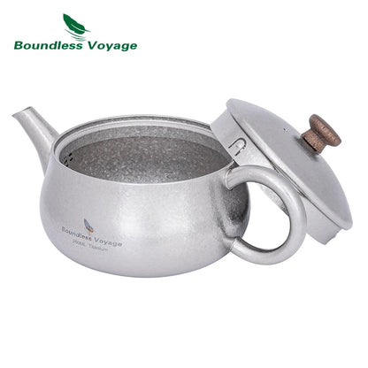 Boundless Voyage 260ml Titanium Teapot with Filter, Chinese Kung Fu Tea Set, Lightweight Portable for Camping Office Home Ti3106D