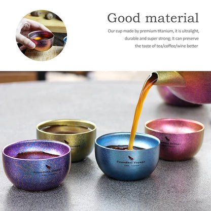 Boundless Voyage Titanium Ice Flower Cup – 30ml, Double-Wall, Unique Crystallized Texture, 4 Colors Ti3082D
