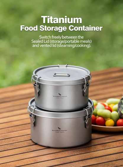 Boundless Voyage Titanium Lunch Box 900ml / 1.5L Leakproof Bento Box with Sealed & Vent Lid Portable Camping Food Container Ti2086C