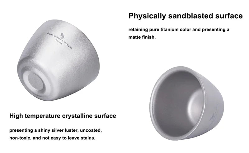 Boundless Voyage 40ml Titanium Tea Cups Mini Double-walled Sake Cup Wine Mug Outdoor Camping Tableware Durable Drinkware Ti3089D