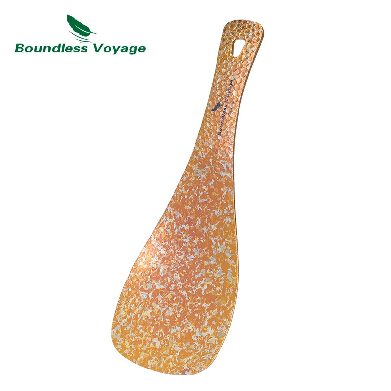 Boundless Voyage Titanium Rice Spatula, Hammered Handle 3mm Thick Kitchen Spoon Non-Toxic Metal Rice Paddle Cooking Utensil Ti1079T