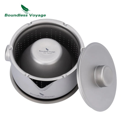 Boundless Voyage Titanium Gaiwan Teapot Cups Double-Layer Tea Maker with Lid & Filter Ultralight Kungfu Tea Set Stackable Mugs Ti3137D