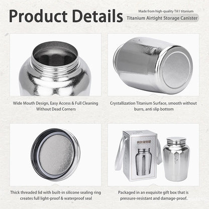 Boundless Voyage Titanium Airtight Storage Canister 3L Large Tea Caddy Leakproof Wide Mouth Sealed Container for Loose Leaf Tea